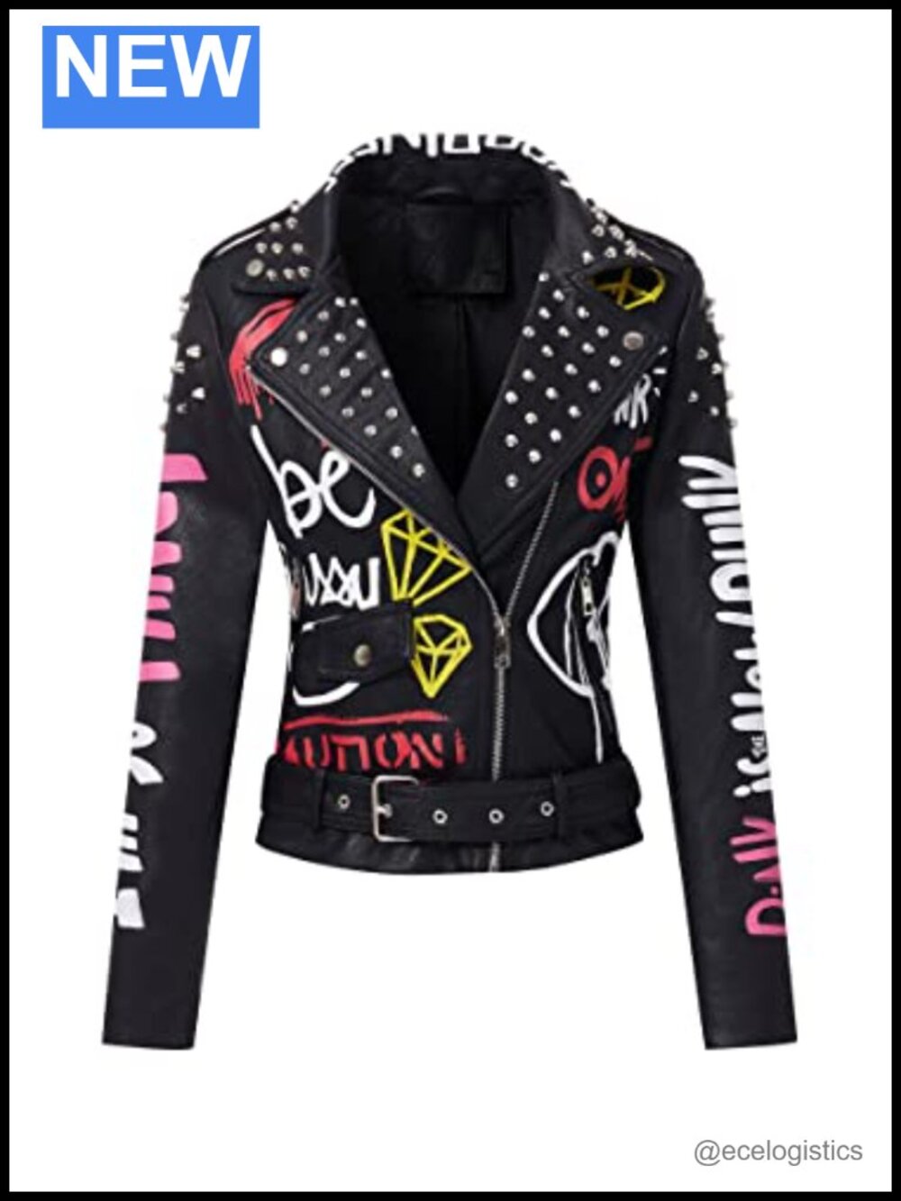 Faux Leather Floral Moto Short Coat Women's Jacket